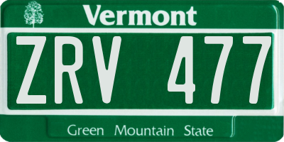 VT license plate ZRV477