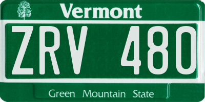VT license plate ZRV480