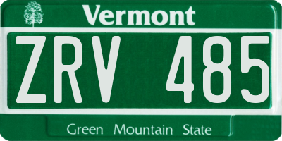 VT license plate ZRV485