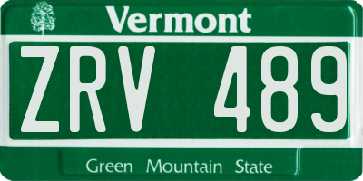 VT license plate ZRV489