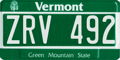 VT license plate ZRV492
