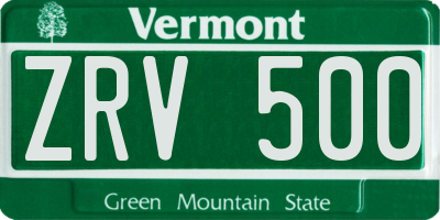 VT license plate ZRV500