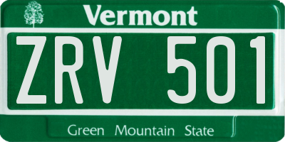 VT license plate ZRV501