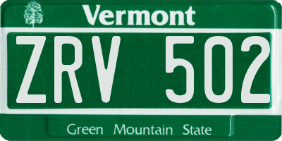 VT license plate ZRV502