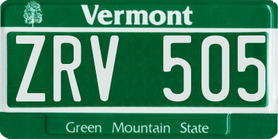 VT license plate ZRV505