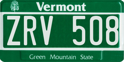 VT license plate ZRV508