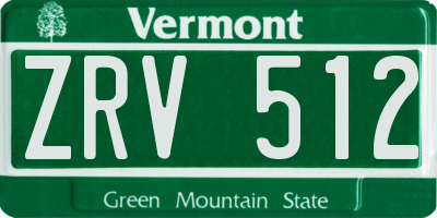 VT license plate ZRV512