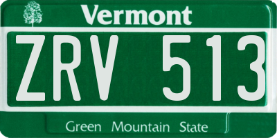 VT license plate ZRV513