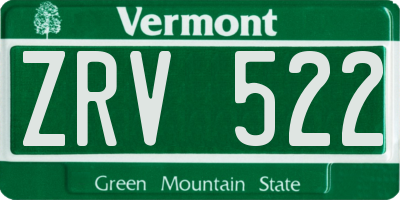 VT license plate ZRV522