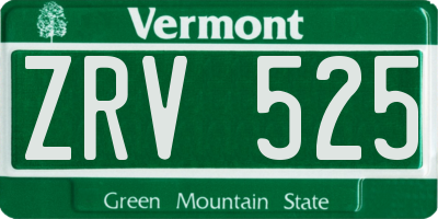 VT license plate ZRV525