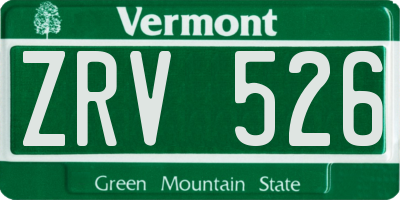 VT license plate ZRV526