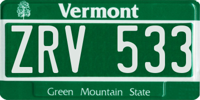 VT license plate ZRV533