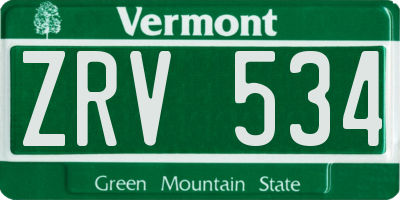 VT license plate ZRV534
