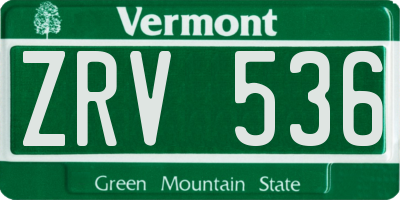 VT license plate ZRV536