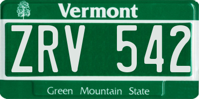 VT license plate ZRV542