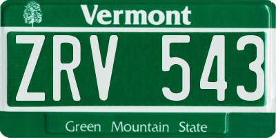 VT license plate ZRV543