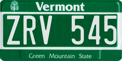 VT license plate ZRV545