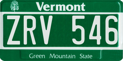 VT license plate ZRV546
