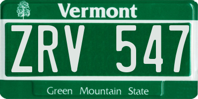 VT license plate ZRV547