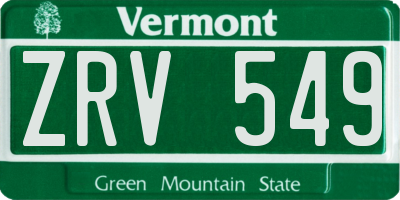 VT license plate ZRV549