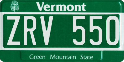 VT license plate ZRV550
