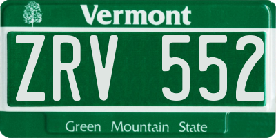 VT license plate ZRV552