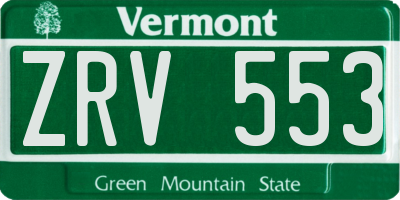 VT license plate ZRV553