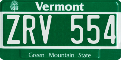 VT license plate ZRV554