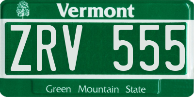 VT license plate ZRV555