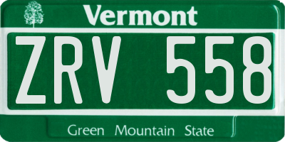 VT license plate ZRV558