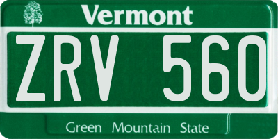 VT license plate ZRV560