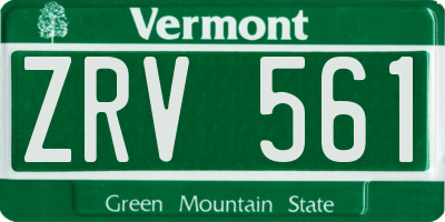 VT license plate ZRV561