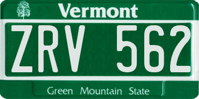 VT license plate ZRV562