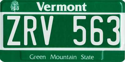 VT license plate ZRV563