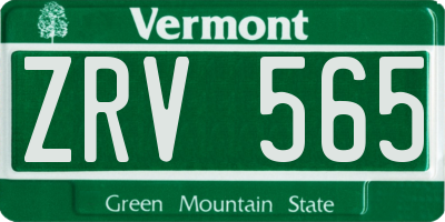 VT license plate ZRV565