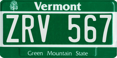 VT license plate ZRV567