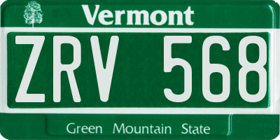VT license plate ZRV568