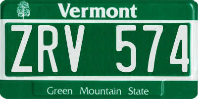 VT license plate ZRV574