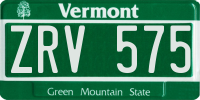 VT license plate ZRV575