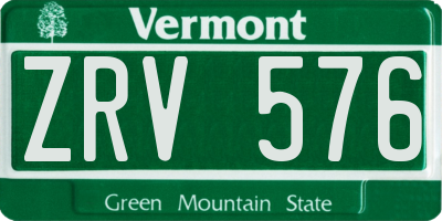 VT license plate ZRV576