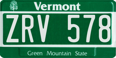 VT license plate ZRV578