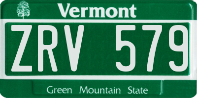 VT license plate ZRV579