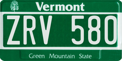 VT license plate ZRV580