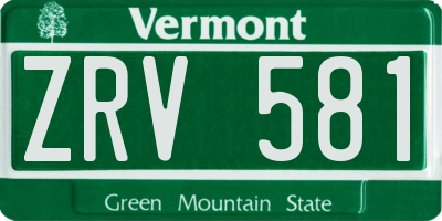 VT license plate ZRV581