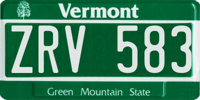 VT license plate ZRV583