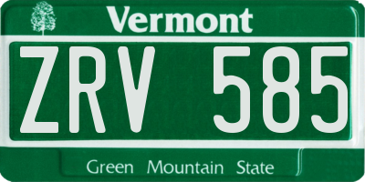 VT license plate ZRV585