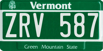 VT license plate ZRV587