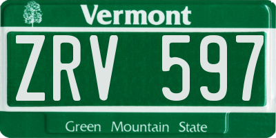 VT license plate ZRV597