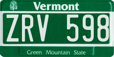 VT license plate ZRV598