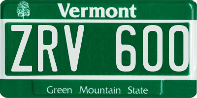 VT license plate ZRV600